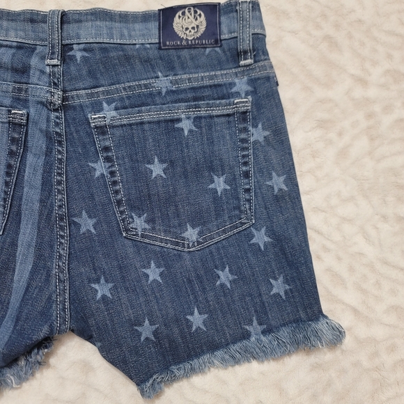 Rock & Republic Lolita Freedom Rock Stars Stripes Denim Jean Shorts Size 6 - Picture 6 of 14